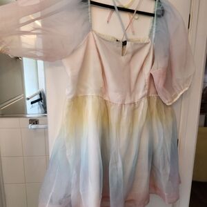 Eloquii Pastel Ombre Puff-Sleeve Mini Dress - Women's